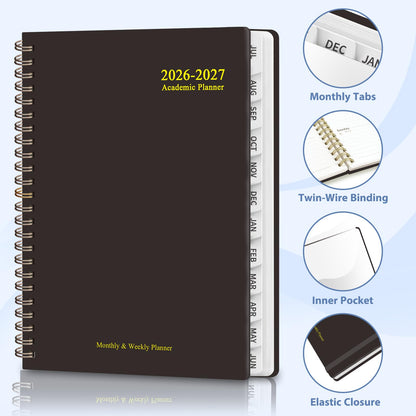 Planner 2026-2027, Weekly and Monthly Academic Planner, July 2026 - June 2027, Hardcover Calendar Agenda Book for School Year Planning, School Supplies for Teacher and Student, A5(6.3'' x 8.5'')
