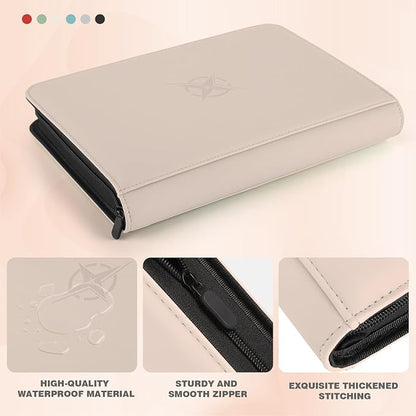 Trading Card Binder, Card Binder 9 Pocket for Trading Cards, Holds 540 Cards, Zippered Premium Card Collection Binder Album for Game Card, Sports Card, Yugioh, MTG (Ivory White)