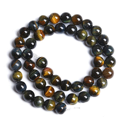 6MM 60PCS Natural Tiger Eye Beads Yellow Blue Stone Loose Beads for Jewelry Making DIY Bracelet Necklace