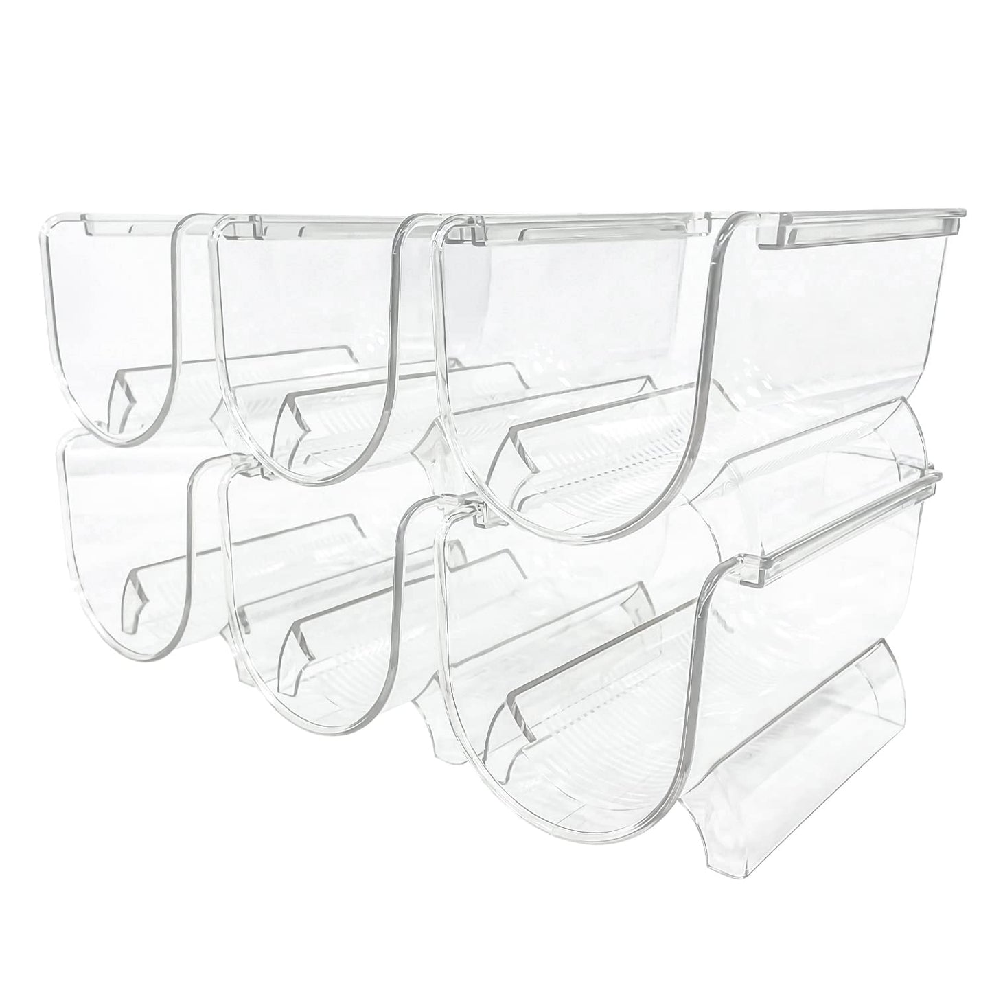 Sutekus 6 Pack Stackable Wine Rack Wine Holder Water Bottle Holder Plastic Counter Top Storage Organizer for Fridge, Cabinet, Pantry, Kitchen