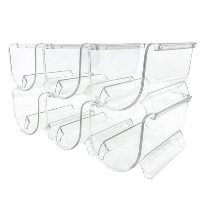Sutekus 6 Pack Stackable Wine Rack Wine Holder Water Bottle Holder Plastic Counter Top Storage Organizer for Fridge, Cabinet, Pantry, Kitchen