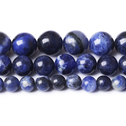 60PCS 6MM Natural Bule Sodalite Stone Beads Energy Healing Beads for DIY Jewelry Bracelet Necklace Making for Jewelry Making15Inch