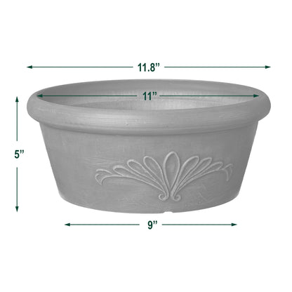 Arcadia Garden Products PSW TA30C Plastic/Stone/Wood Composite Bulb Pan – No Drainage Hole (Drillable), Planter Bowl for Succulents, Bonsai, Fairy Gardens, Herbs,12-Inch, Chocolate