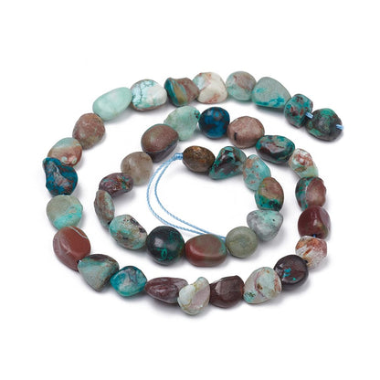 Fashewelry 41Pcs Irregular Natural Chrysocolla Beads Nugget Tumbled Chakra Gemstone Beads Crystal Healing Drilled Loose Beads 8-10x8-9mm for Earring Bracelet Necklace Jewelry Making