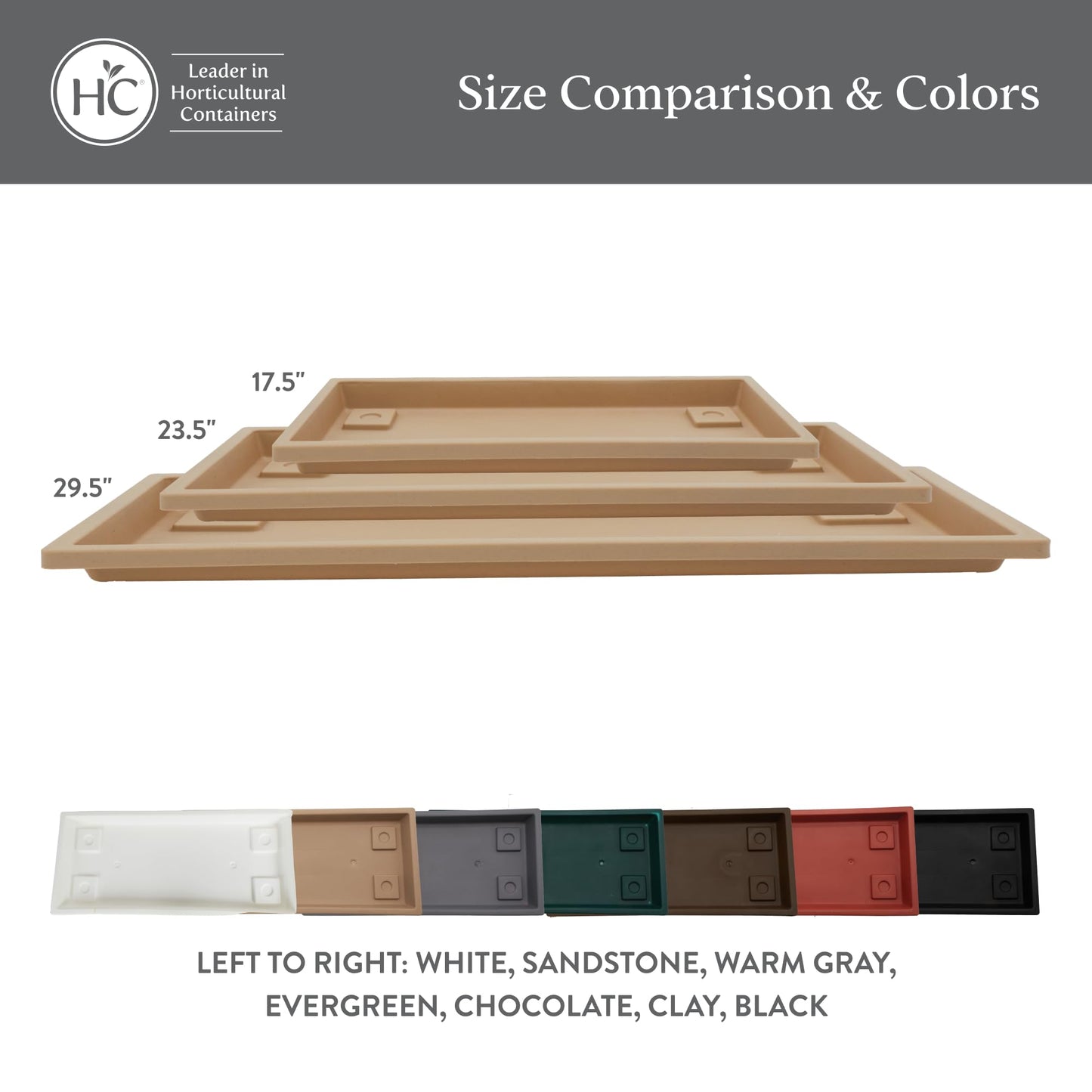 The HC Companies Venetian Rectangular Plant Tray - Lightweight Plastic Plant Saucer - Plant Drip Trays for Drainage -UV Resistant Pot Saucer for Indoor & Outdoor Use (23.5" Chocolate, Pack of 1)