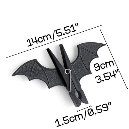 Large Bat Clothespins 10Pcs - Gothic Home Decor & Heavy Duty Windproof Clothes Pins - Matte Black Hanging Clothesline Clips for Photo Display & Towel Holders - Unique Halloween Decoration (5.5" Size)