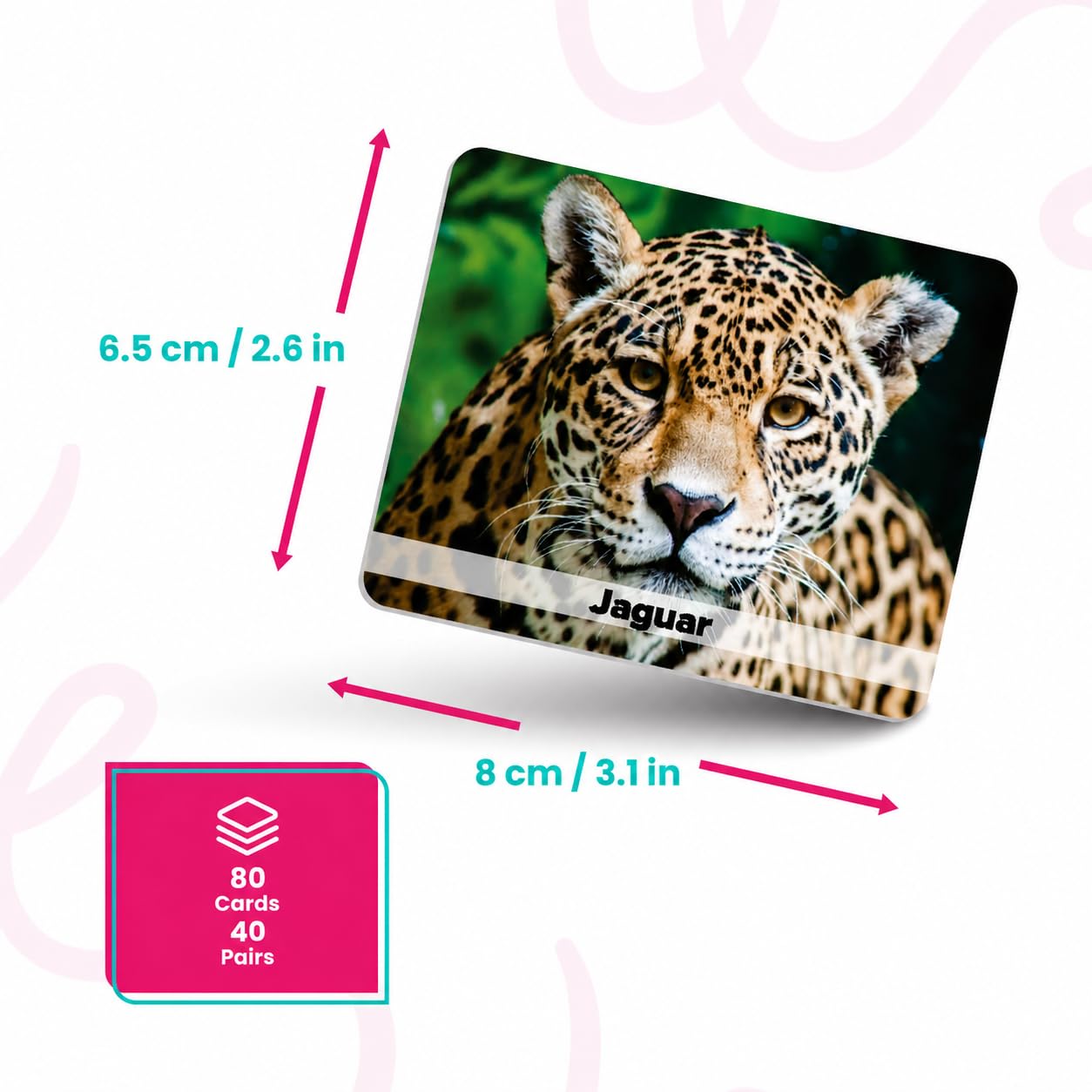 Menique Wild Animals Memory Matching Game – Spanish Edition – 80 Cards (40 Pairs) with Real Photos – Educational Game in Spanish for Kids and Adults – Includes Booklet