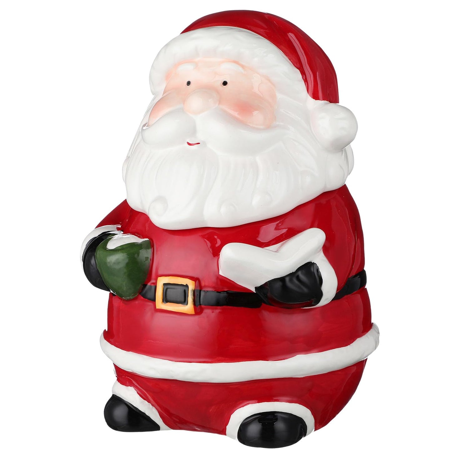 Nuogo Christmas Cookie Jar Ceramic Santa Snowman with Lids Ceramic Food Storage Container Jar for Christmas Cookies, Candy, Holiday Treats Xmas Gift Decorations (Chic Santa)