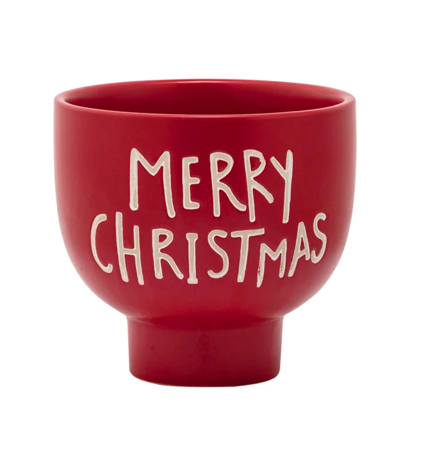 Napco 53032 Merry Christmas Red, White 5.5 x 5.25 Inches Ceramic Footed Indoor/Outdoor Planter Pot