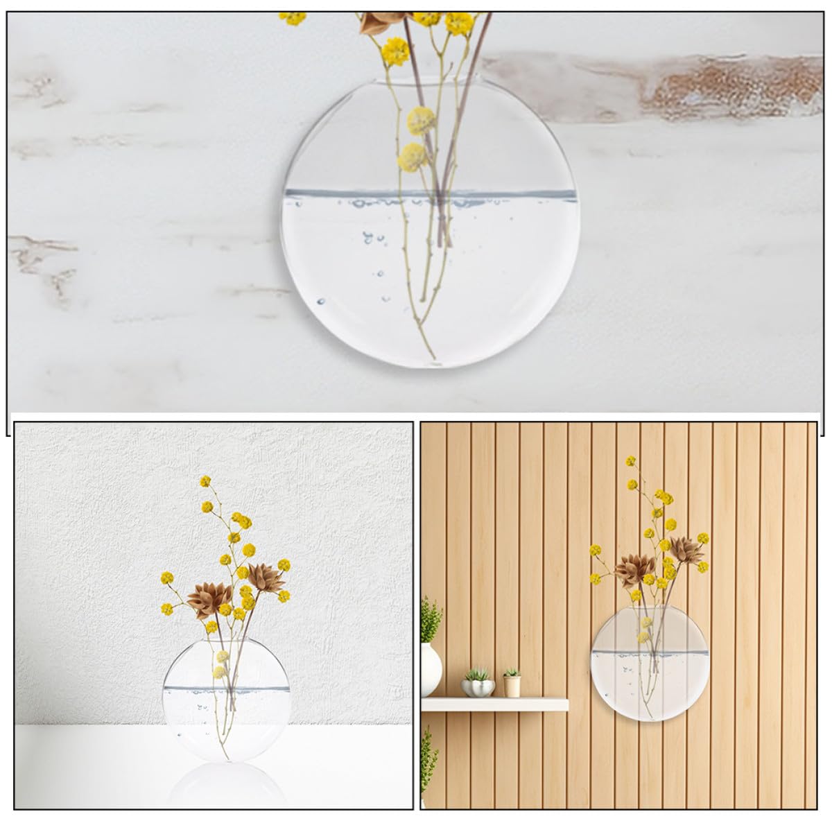 FUNOMOCYA Glass Terrarium Hanging Vase Wall Mounted Hydroponic Vase Glass Plant Holder 2pcs Decorative for Home Décor