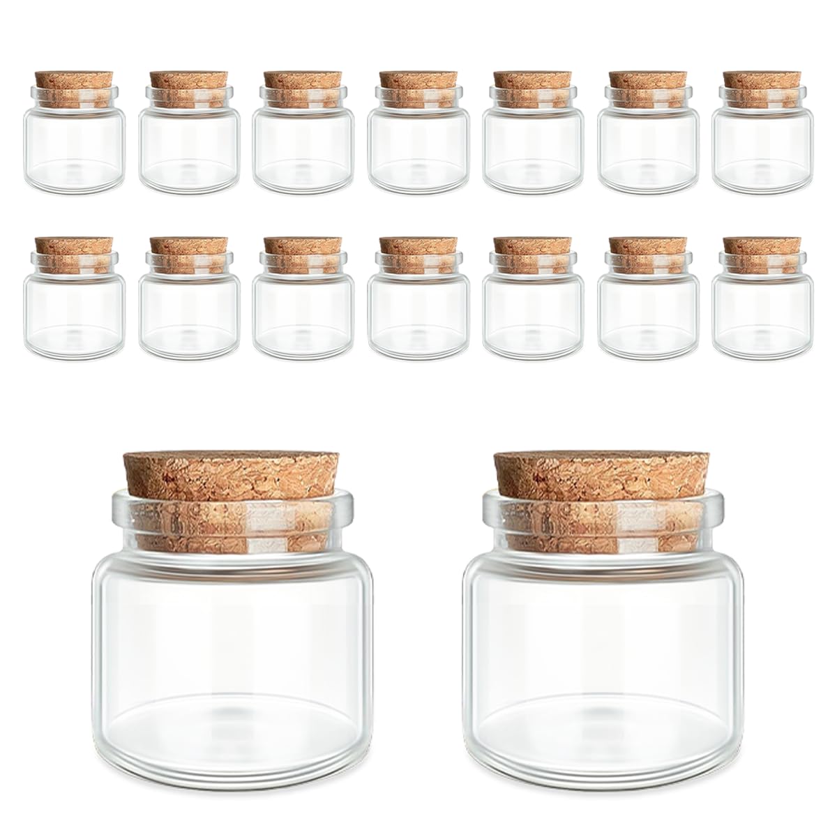 16-Pack 0.67 oz (20 ml) Glass Bottles with Cork Stoppers – for Spell Bottles, Spice Jars, DIY Party Favors, Travel Memories & Plant Propagation – Empty Recyclable Containers for Crafts, Kitchen,Décor