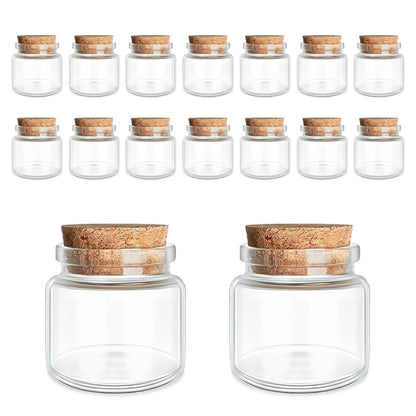 16-Pack 0.67 oz (20 ml) Glass Bottles with Cork Stoppers – for Spell Bottles, Spice Jars, DIY Party Favors, Travel Memories & Plant Propagation – Empty Recyclable Containers for Crafts, Kitchen,Décor