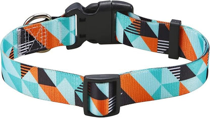 Mihqy Dog Collar with Bohemia Floral Tribal Geometric Patterns - Soft Ethnic Style Collar Adjustable for Small Medium Large Dogs(Geometry,M)