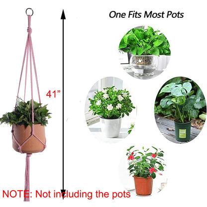 ELANE 6PCS Macrame Plant Hanger Indoor Hanging Planter Basket Decorative Tassels Flower Pot Holder for Indoor Outdoor Home Decor(Pink,Grey,Green)