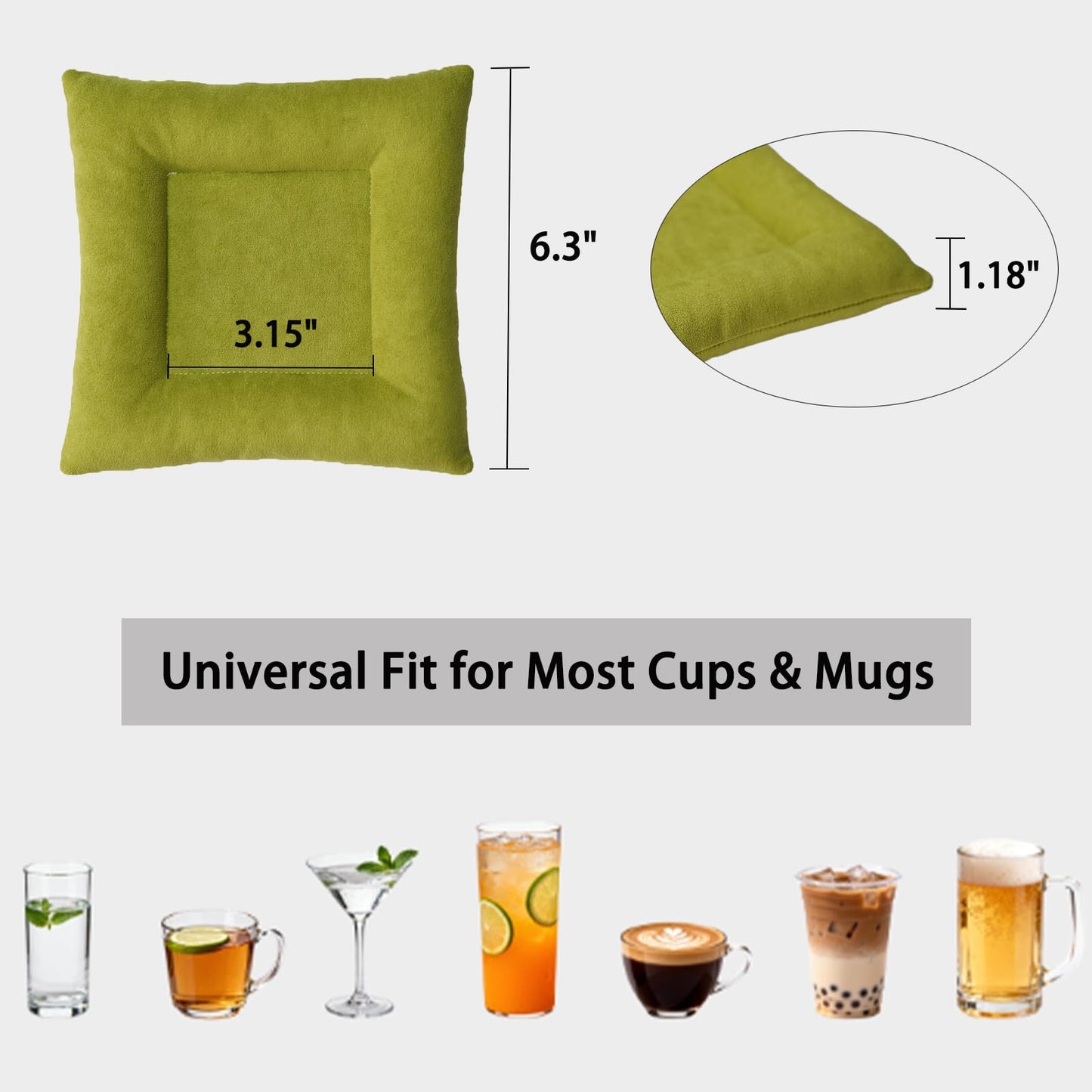 Chvioz 2Pcs Coasters for Drinks Coaster Set for Coffee Beer Wine Drink Coasters for Table Protection Housewarming Birthday Gift (Green)