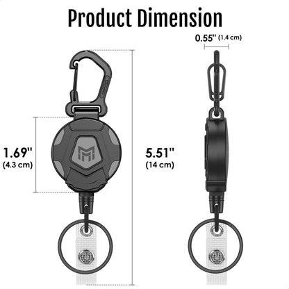 MNGARISTA 4-Pack Retractable Keychain, Heavy Duty Carabiner Badge Holder, Tactical ID Badge Reel with 31.5” Steel Retractable Cord, 8.0 oz