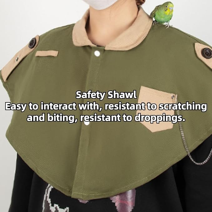 Parrot Anti-Scratch Shoulder Protector, Multi-Functional Bird Diaper Flight Suits Pee Pads Diaper Poop Shawl for Cockatiel Parakeet Macaw Lovebirds Finches (Grey)