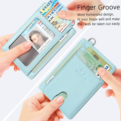 FurArt Slim Minimalist Wallet, Front Pocket Wallets, RFID Blocking, Credit Card Holder for Men-Light Blue
