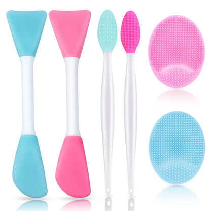 5PCS Silicone Scrubber Set, Lip & Face Cleansing Brush and 2PCS Exfoliating Face Brush for Men & Women