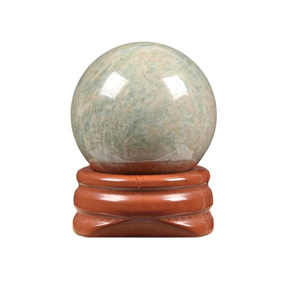Justinstones Natural Polished Amazonite Sphere with Red Jasper Stand – Handcrafted Gemstone 30mm Ball for Energy Healing, Meditation, and Home Décor