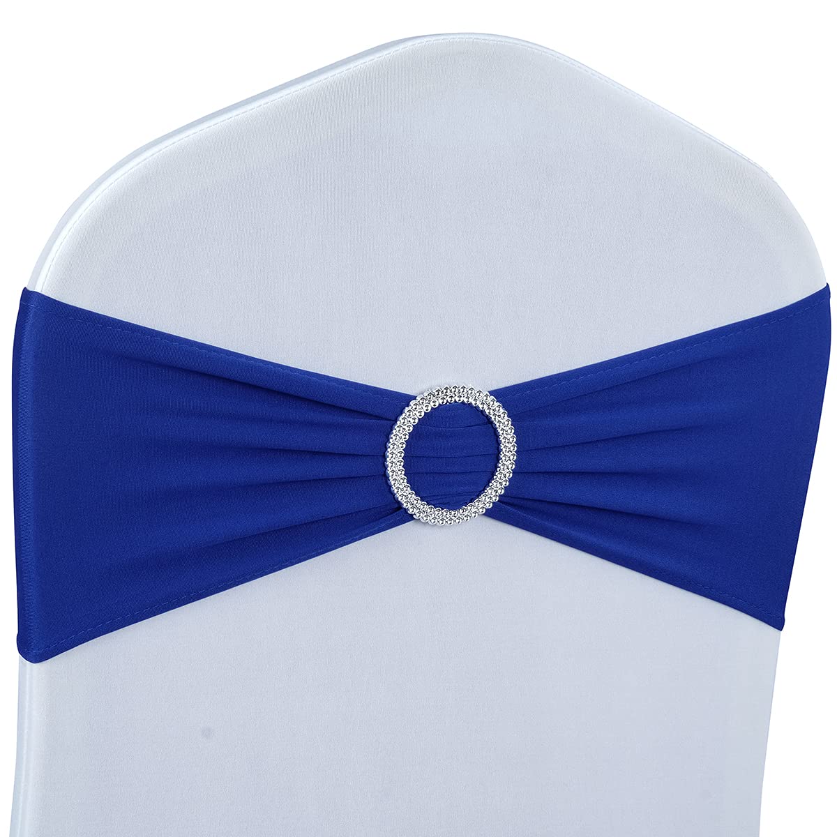 Babenest Spandex Chair Sashes Bows 50PCS Premium Stretch Chair Cover Band with Buckle Slider Universal Elastic Chair Ties for Wedding Party Ceremony Reception Banquet Decoration (Royal Bule)