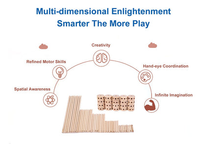 QZJVKBXY Wooden Building Blocks for Kids, STEM Preschool Learning Toys for Children, Educational Creative Construction Tinker Gift for Boys and Girls, 60 Pcs.
