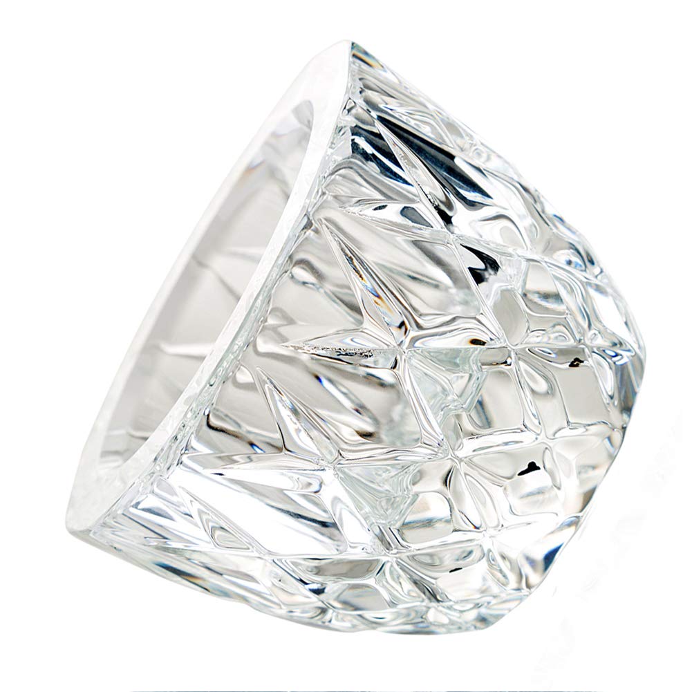 Donoucls Crystal Tealight Candle Holder Pack of 2 Party Dinner Hand-Cut 2.4'' X 1.7'' Clear
