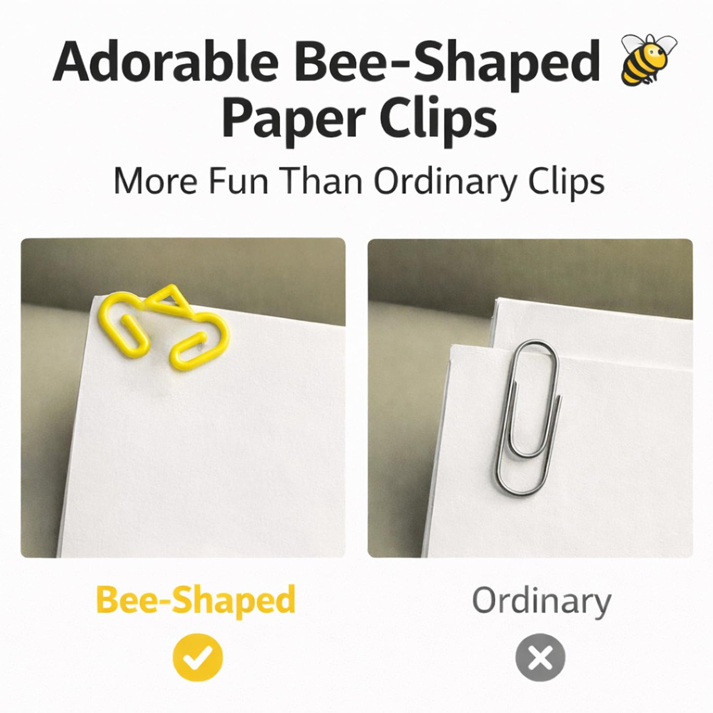 Ropassor Cute Bee Paper Clips with Honey Jar Holder（50PCS）, Aesthetic Desk Decor, Paper Clip Holder Organizer, Novelty Office Supplies for Women, School Desk Accessories, Gift Idea