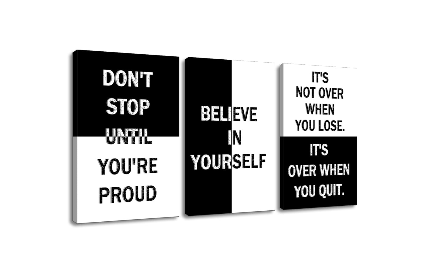Motivational Canvas Wall Art Poster Painting 3 Piece Inspirational Entrepreneur Quotes Positive Picture Print Wall Decor for Modern Home Bedroom Office Artwork Stretched and Framed [48''Wx24''H]