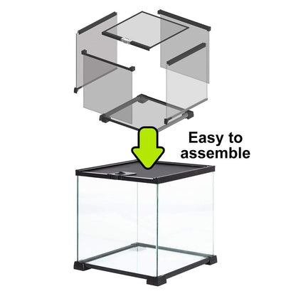 REPTIZOO Small Glass Tank 8 Gallon, Top Opening Terrarium 12" x 12" x 12" Leopard Gecko Tarantula Young Lizard Hermit Crab Frog Insects Breeding Tank