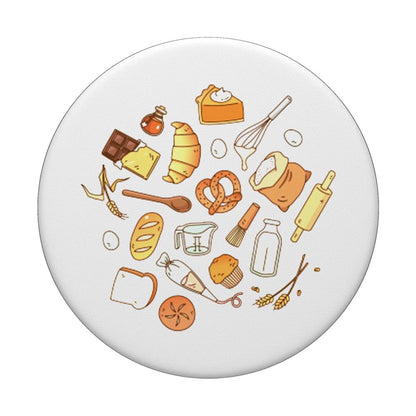 Cooking Food Utensils Baking Tools Cute Pattern Pastry Chef PopSockets Adhesive PopGrip