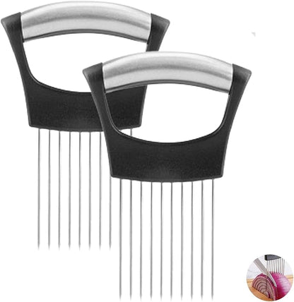 2Pc Onion Slicer Holder, Onion Holder for Slicing, Lemon Slicer Onion Cutter for Slicing, Vegetable Cutter for Potato and Tomato, Food Slicer Assistant Tool for Slicing Fruit Lemon and Meat