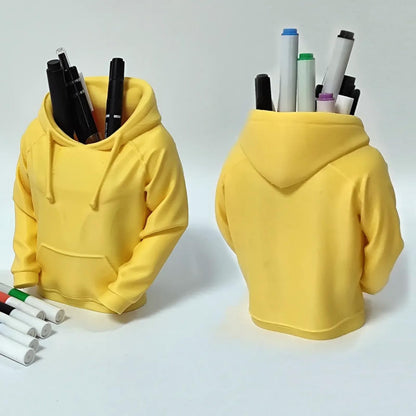 TIME&TRAVE Unique Sweatshirt Pen Holder for Desk, 3D Printed Creative Pencil Holder Desk Organizers, Office Supplies Decorations Idea Gift for Men Women Kids(Yellow)