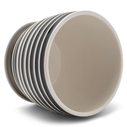 Napco Striped Black and White Ribbed 4 x 5 Inch Ceramic Flower Pot Planter with Saucer