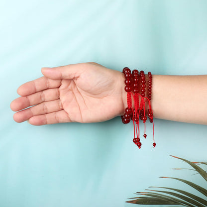 AD Beads 8mm Carnelian Bracelet - Stone of Life Enjoyment - Handmade Natural Stone Crystal Bracelet with Adjustable Macrame String - Yoga Healing Power Energy Gifts for Men and Women