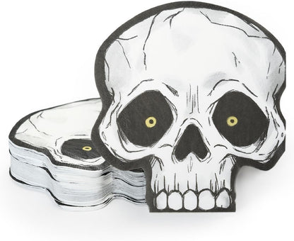 Cheerland Skull Napkins 50 Pcs Halloween Napkin Disposable Black White Skeleton Napkin Gothic Party Tableware Kids Birthday Skull Party Favors Kids Halloween Party Supplies Paper Skeleton