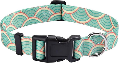 MarukoPet Dog Collar, Adjustable for Small Medium Large Dogs Puppy, Cute Design with Bohemia Floral Tribal Geometric Patterns Boys Girls Dog Collar(Sector-XS)