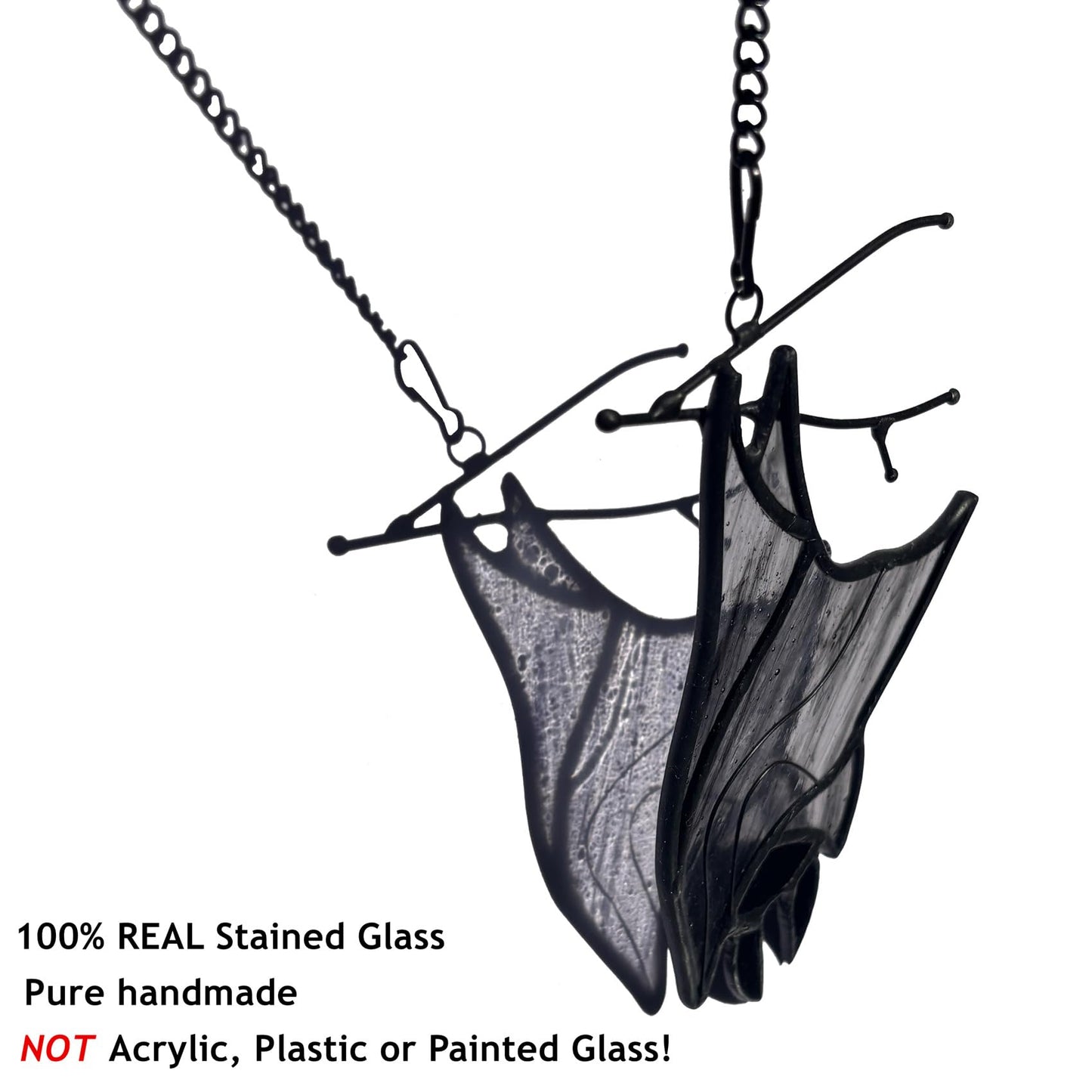 Lcensp Stained Glass Bat Decor Window Hangings Ornament, Gothic Bat Suncatcher Halloween Decorations Gifts, Handmade Occult Sun Catchers Indoor Window Home Decor