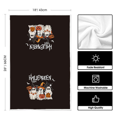 Artoid Mode Ghost Pumpkins Bats Boo Truck Spooky Halloween Kitchen Towels Dish Towels, 18x26 Inch Jack-O'-Lantern Decoration Hand Towels Set of 4