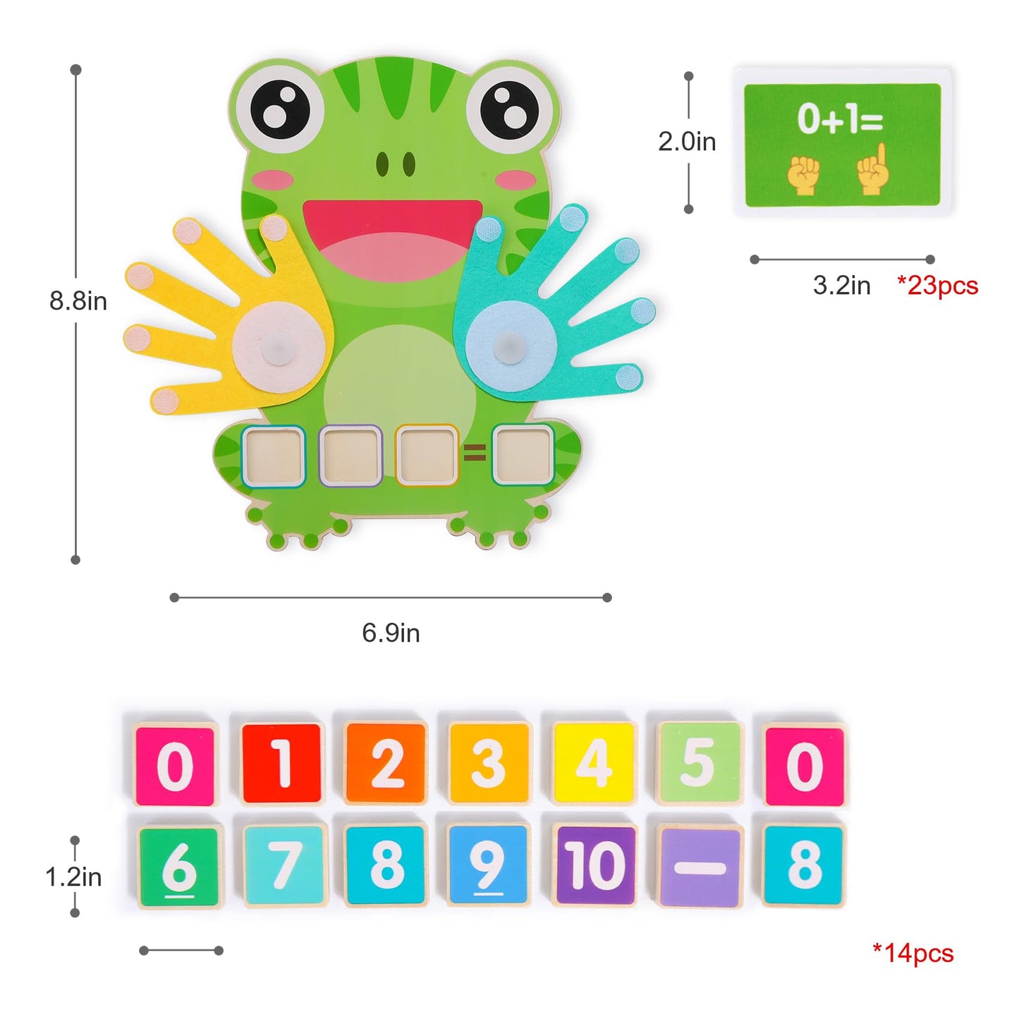 Quliwise Math Manipulatives Number Counting Blocks-Educational Toys for Kids, Preschool Learning Toys for Toddlers 3-5, Montessori Toys for 3-5 Year Old Boys Girls Birthday Gifts (Large Frog Model)