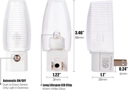 Emotionlite Plug in Night Light, Warm White LED Nightlight, Dusk to Dawn Sensor, Kids, Nursery, Bedroom, Bathroom,Hallway, Stairs, Kitchen, 6 Pack
