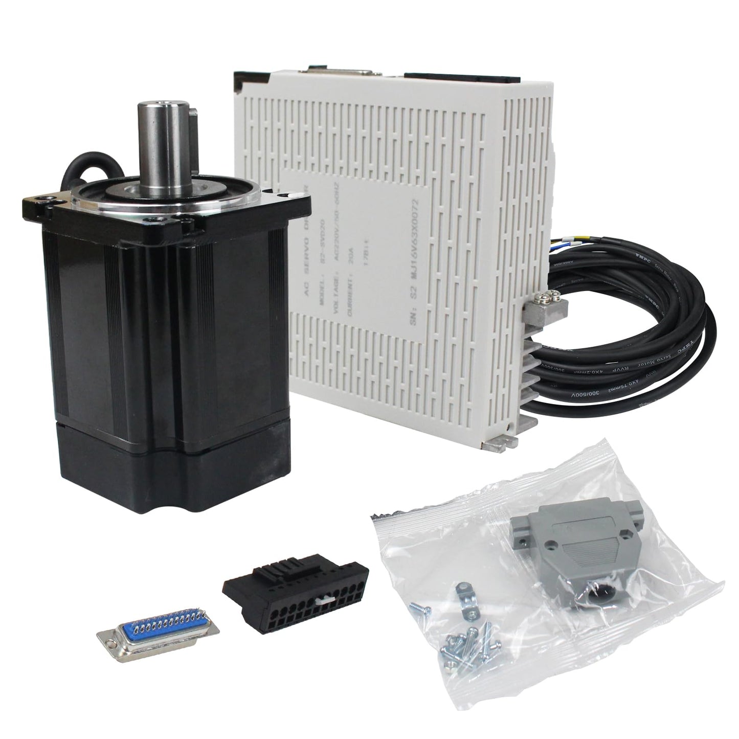 RATTMMOTOR YPMC-750W 220V Servo Motor Kit, Servo Motor with Servo Motor Driver, CNC Controller Kit for CNC Engraver Milling Machine/Robot (Without Brake)