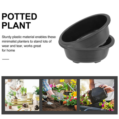 DOITOOL 2Pcs Bonsai Training Pot 17 inch Plastic Flower Pot Bonsai Pot with Drainage Hole, Oval Bonsai Planter Pot Plants Growing Pots for Nursery, Garden, Balcony, Black
