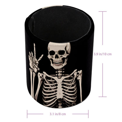 KikandKo Pen Holder For Your Desk, Leather Pencil Holder Easily Organizes All Pens and Desk Accessories, Human Skeleton Pen Cup For Your Office Decor