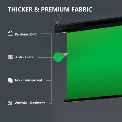 RAUBAY Motorized Pull Down Green Screen - 59.8" x 86.6" Collapsible Wall-Mount Background for Professional Video Production, Chroma Key Backdrop for YouTube, TikTok, Streaming, Video Conferencing