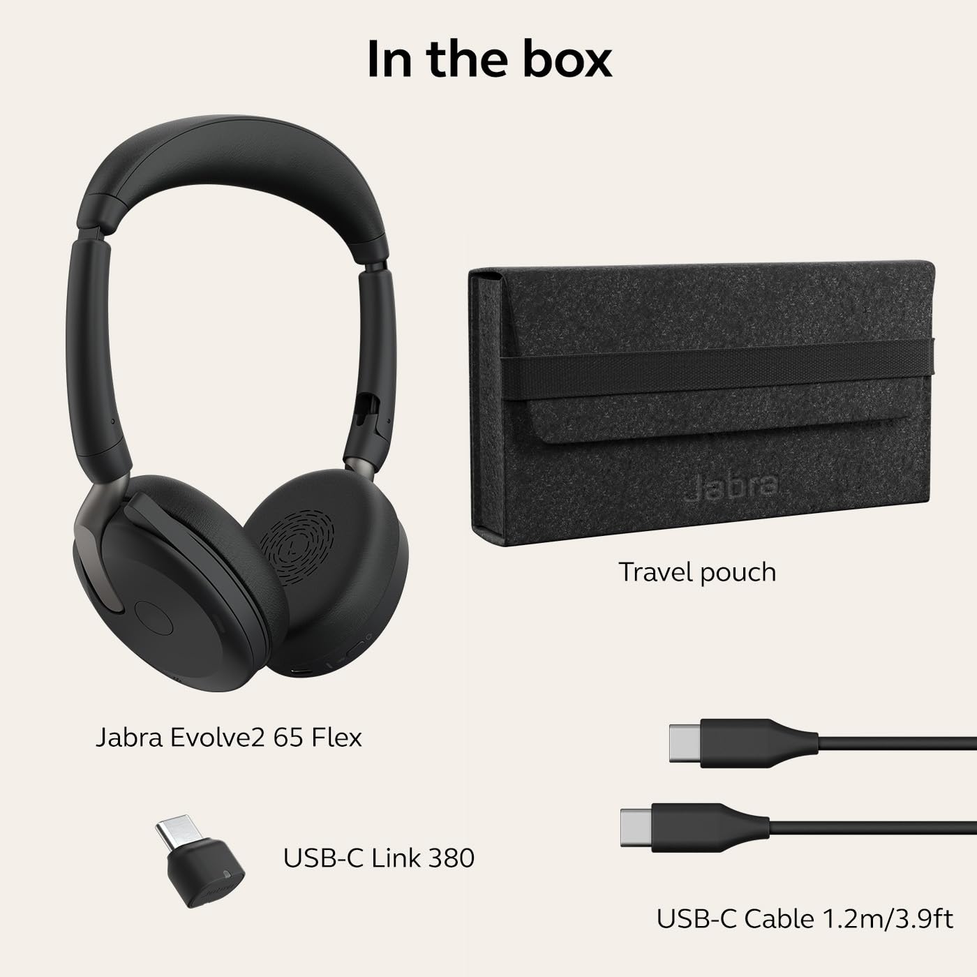 Jabra Evolve2 65 Flex Stereo Headset with Bluetooth, Wireless Charging Pad - Noise-Cancelling ClearVoice Technology & Hybrid Active Noise Cancellation - Certified for Microsoft Teams - Black