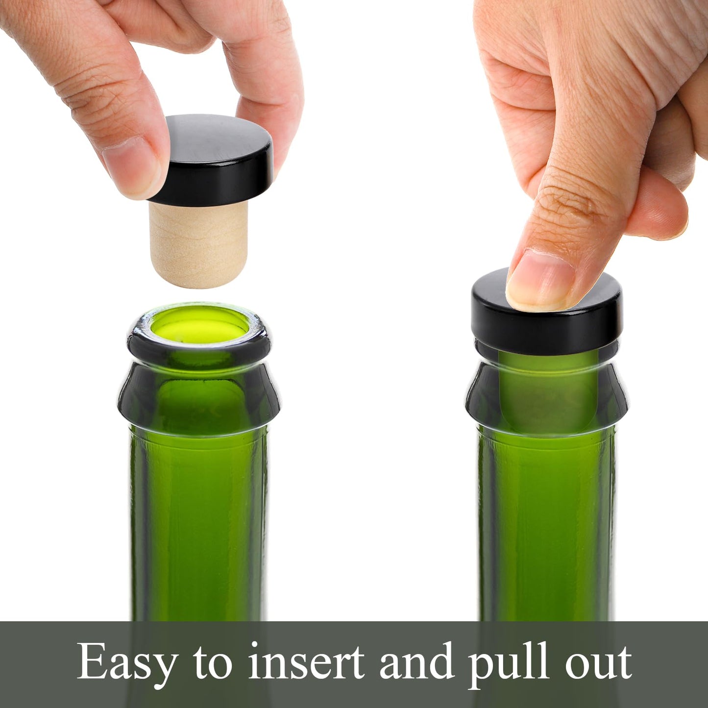 Fasmov 100 Pack T-Shape Cork Stoppers, T-shaped Stopper Cork Wine Stopper Bottle Stoppers Reusable Wine Sealing Stopper, Wine Bottle Corks Plugs for Wine Beer Glass Bottles, Black