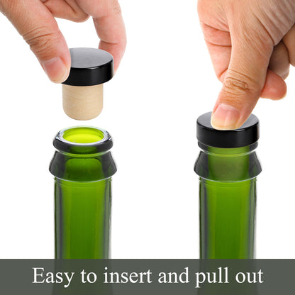 Fasmov 100 Pack T-Shape Cork Stoppers, T-shaped Stopper Cork Wine Stopper Bottle Stoppers Reusable Wine Sealing Stopper, Wine Bottle Corks Plugs for Wine Beer Glass Bottles, Black
