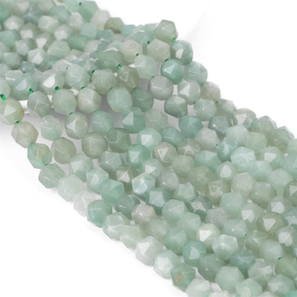 BEADIA Faceted Natural Green Aventurine Jade Stone Round Beads 6mm 36cm/Strand for Jewelry Making