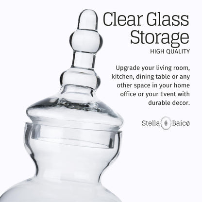 Stella Baicø 3-Pack Glass Apothecary Jars with Lids – Decorative Candy Storage Containers for Wedding, Buffet, Kitchen (H: 9", 12.5", 14")